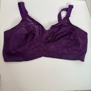 Elila Full Figure Purple SoftLace Women's Bra Size 40F
